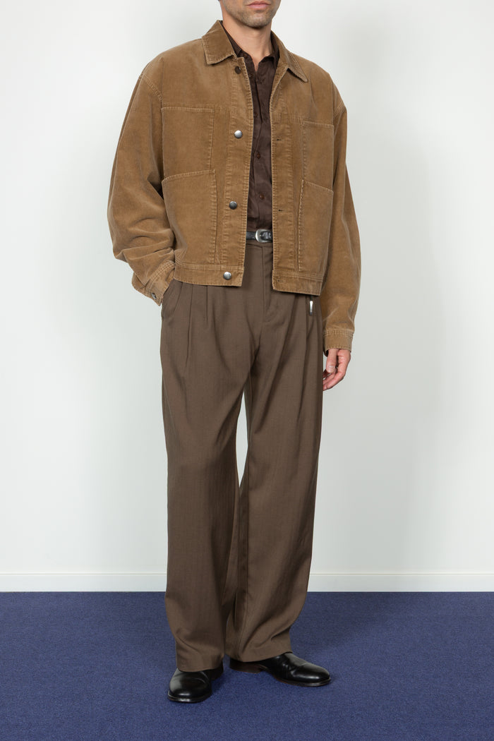 Cropped Four Pocket Trucker Jacket - Taupe Corduroy