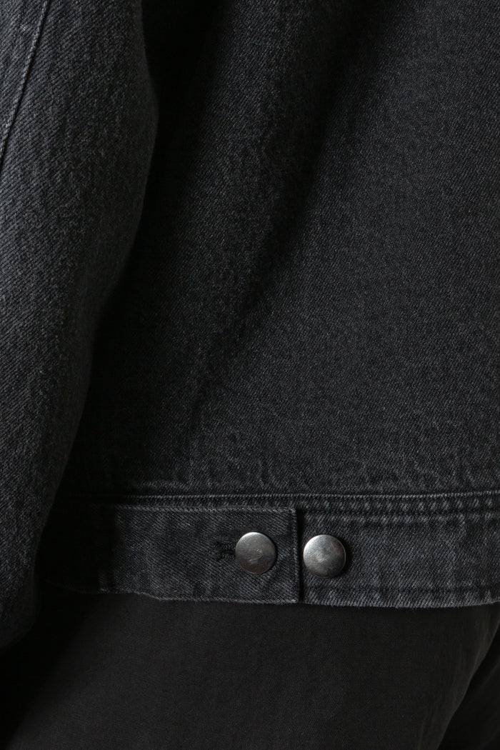Cropped Four Pocket Trucker Jacket - Washed Black Denim