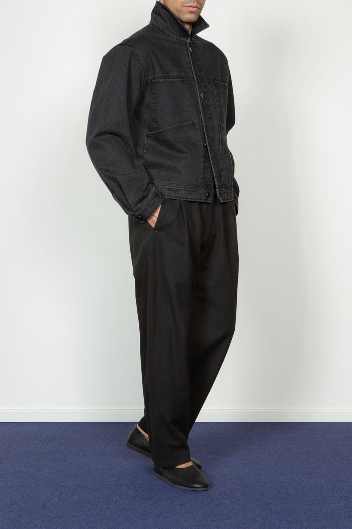 Cropped Four Pocket Trucker Jacket - Washed Black Denim