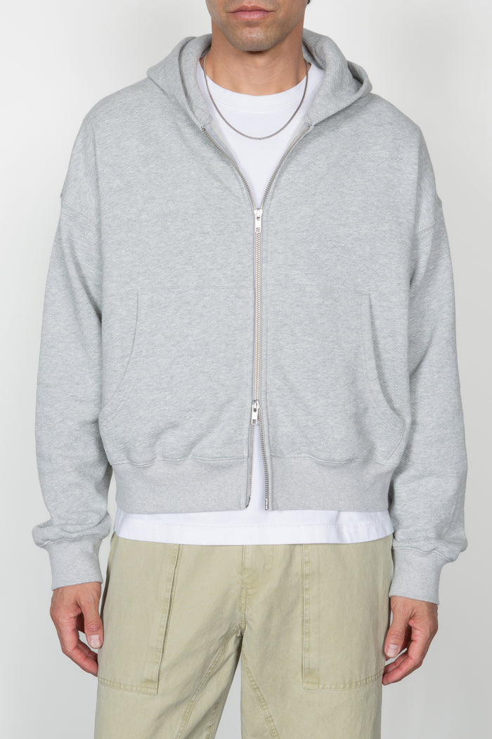 Cropped Hooded Sweatshirt - Heather Grey