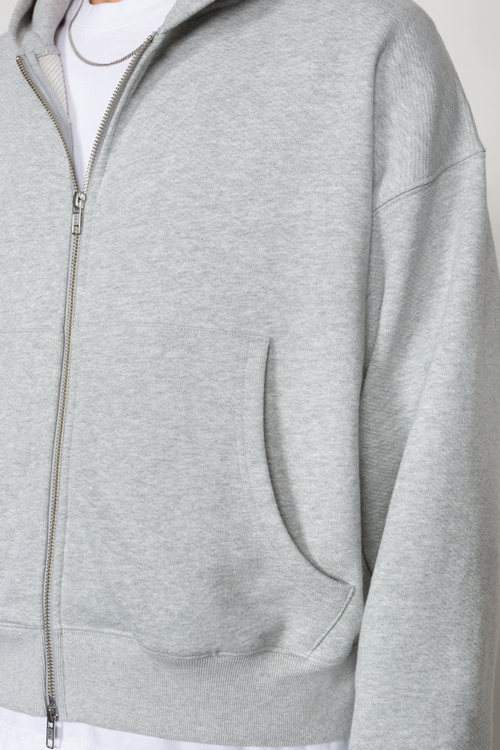 Cropped Hooded Sweatshirt - Heather Grey