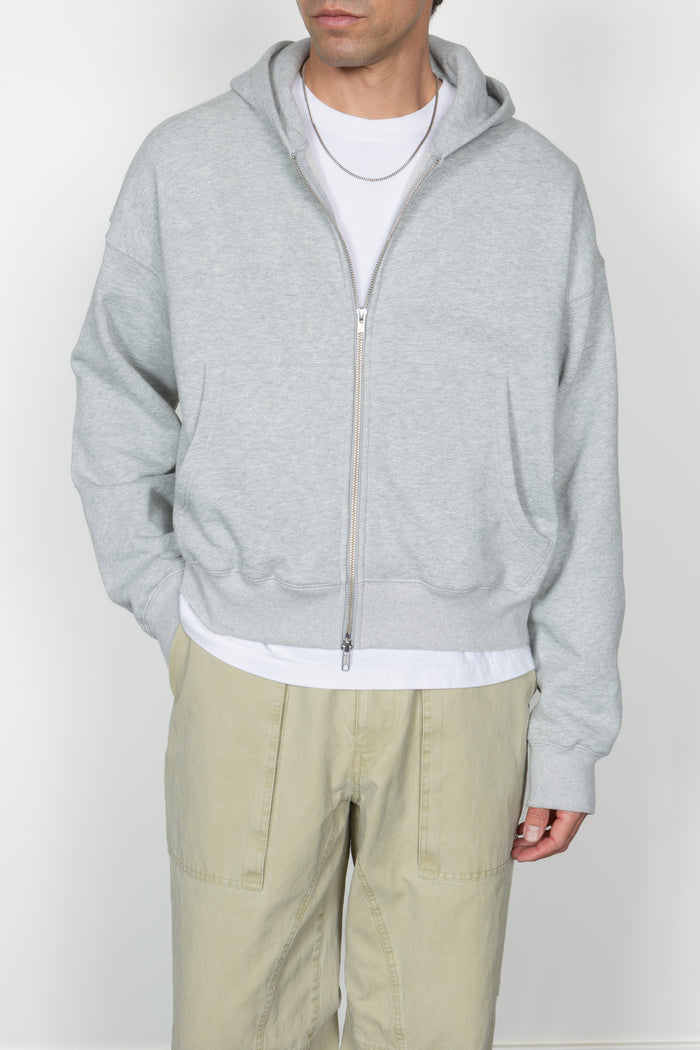 Cropped Hooded Sweatshirt - Heather Grey