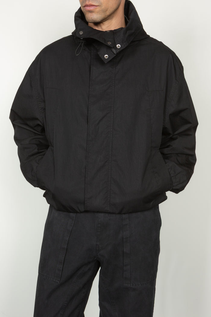 Cropped Water Resistant Parka - Black Cotton / Nylon