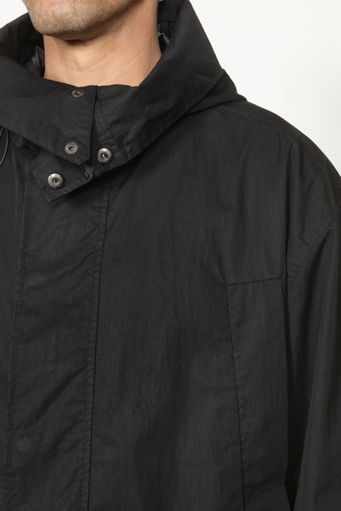 Cropped Water Resistant Parka - Black Cotton / Nylon