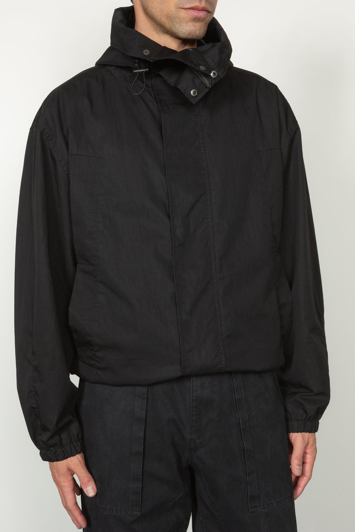 Cropped Water Resistant Parka - Black Cotton / Nylon