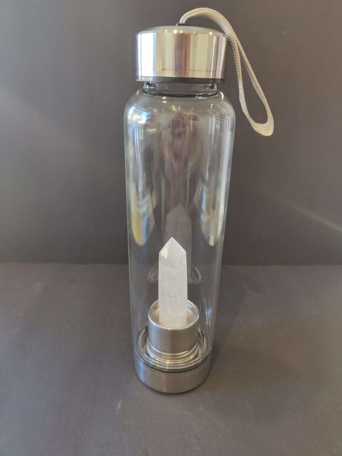 Crystal Infused Stainless Steel & Glass 16oz Water Bottle with Insulation Sleeve - Smokin Resin Company