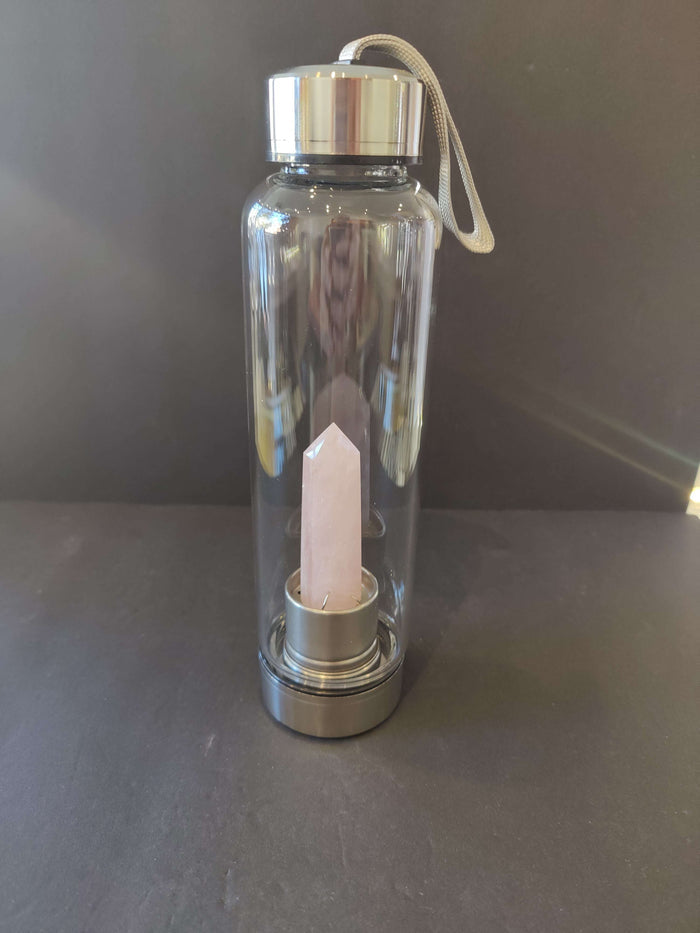 Crystal Infused Stainless Steel & Glass 16oz Water Bottle with Insulation Sleeve - Smokin Resin Company