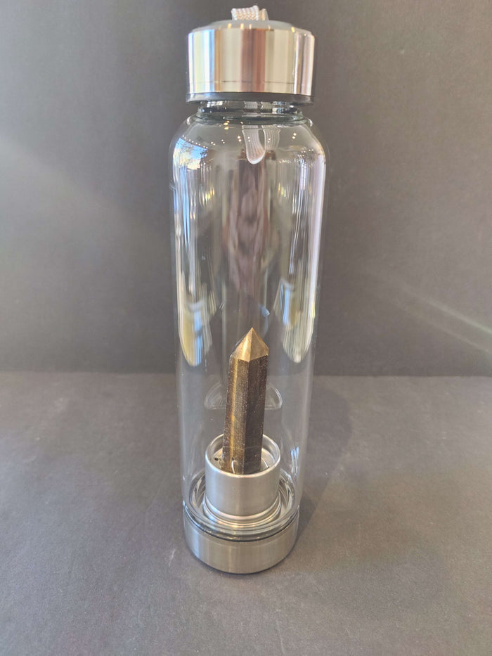 Crystal Infused Stainless Steel & Glass 16oz Water Bottle with Insulation Sleeve - Smokin Resin Company