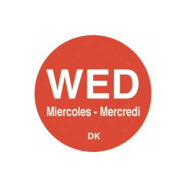 Day Of The Week Labels 20mm Dia (Roll Of 1000) Wednesday/Red