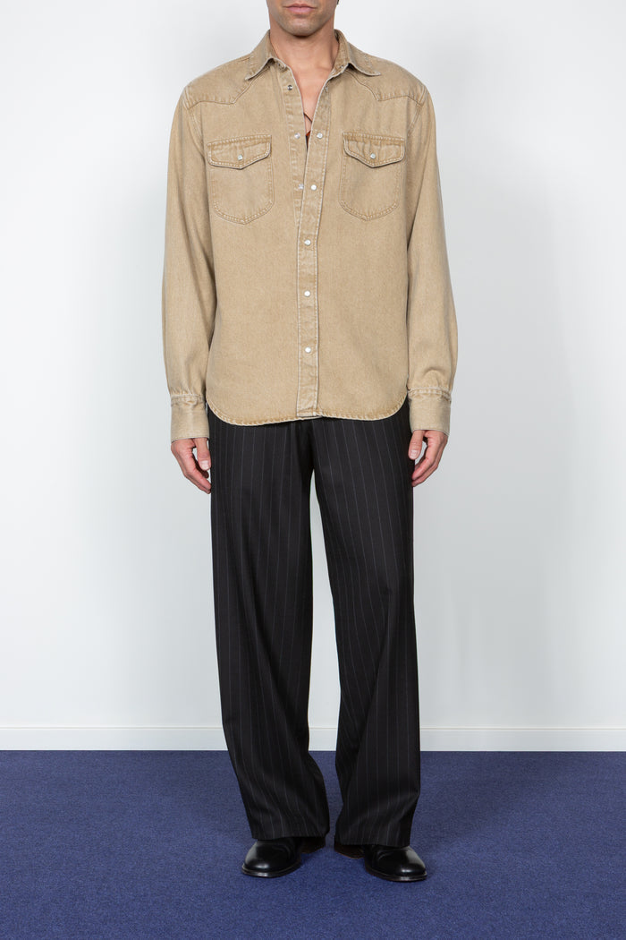 Denim Western Shirt - Tan