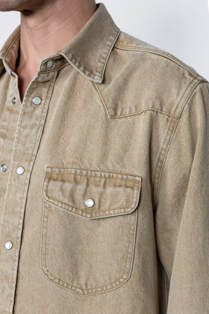 Denim Western Shirt - Tan