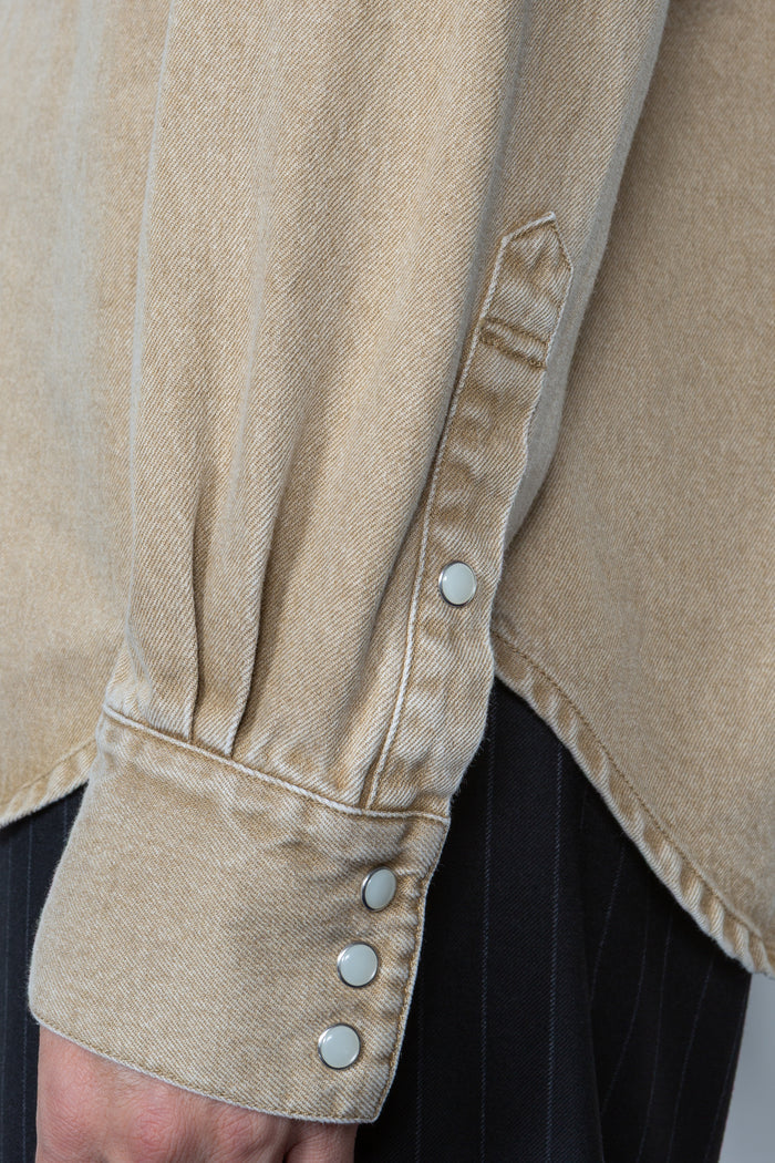 Denim Western Shirt - Tan
