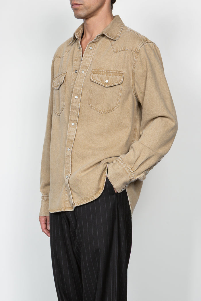 Denim Western Shirt - Tan