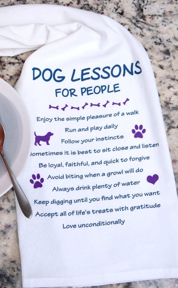 Dogtraining101 Retail Super Store Dog lessons for people tea towel