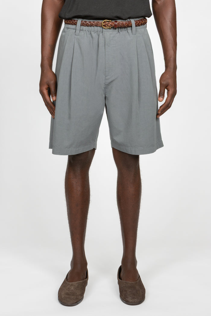 Double Pleated Pull-On Short - Light Slate