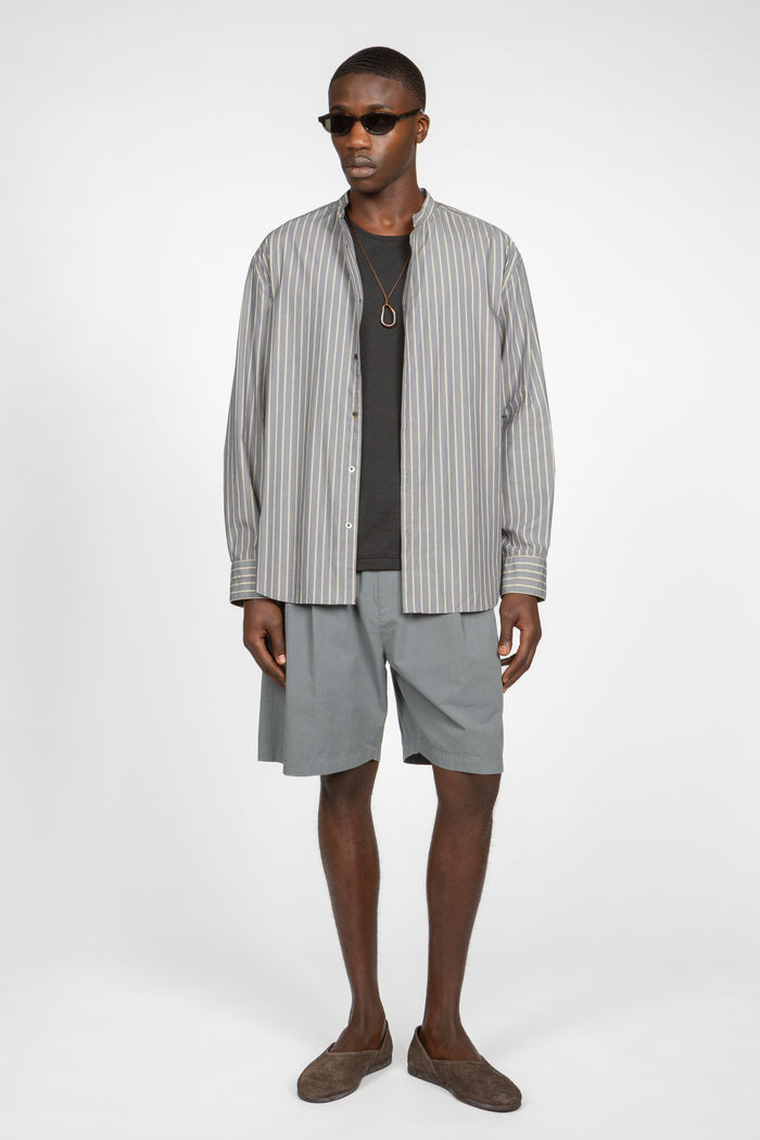Double Pleated Pull-On Short - Light Slate