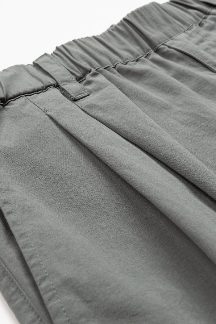 Double Pleated Pull-On Short - Light Slate