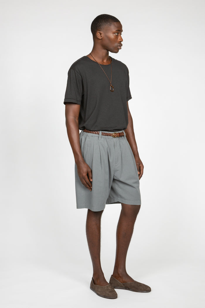 Double Pleated Pull-On Short - Light Slate