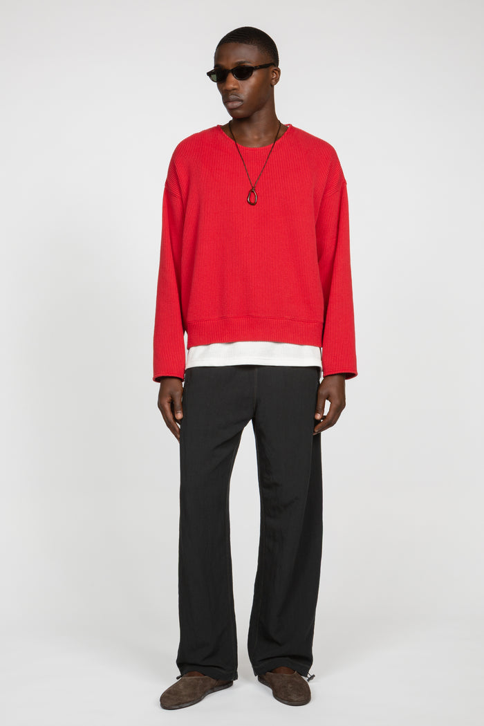 Drop Shoulder Sweater - Red