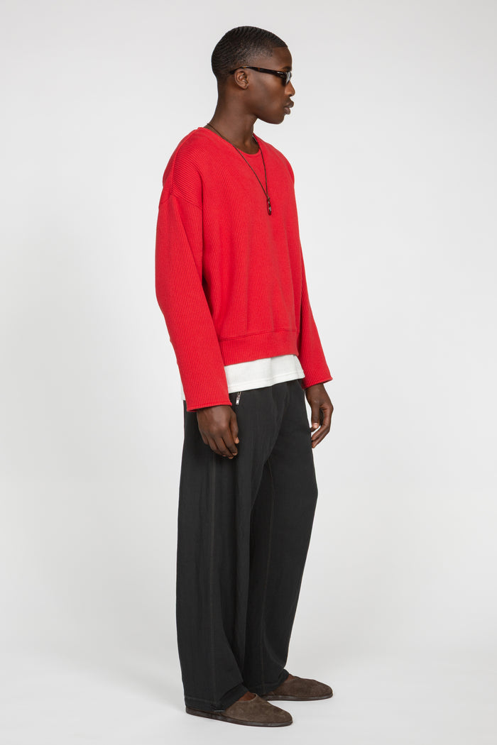 Drop Shoulder Sweater - Red
