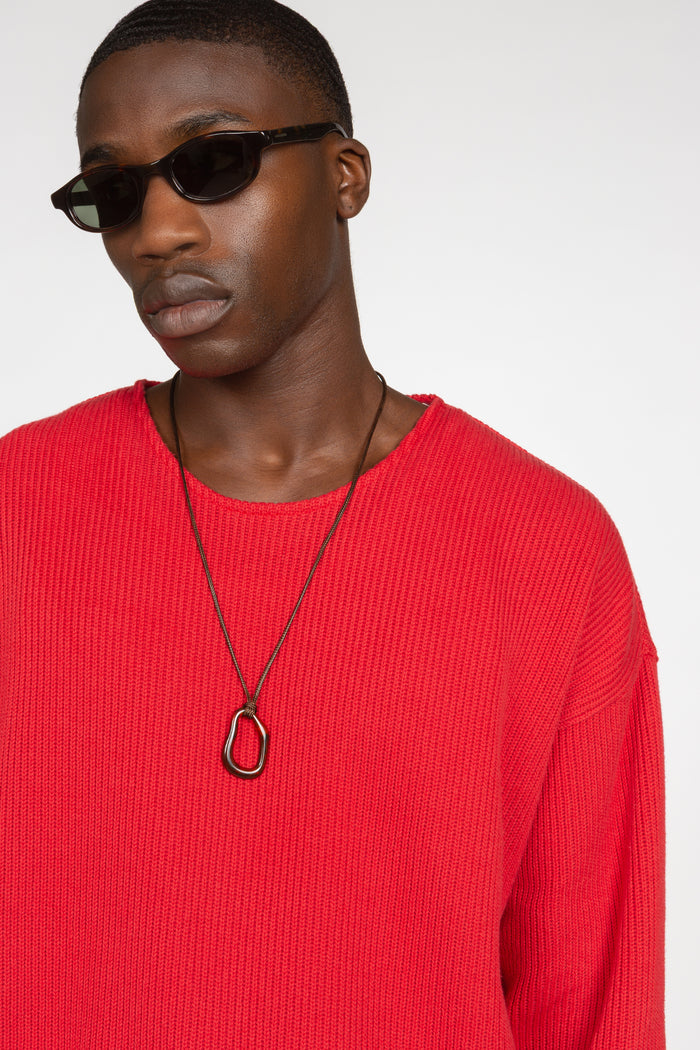 Drop Shoulder Sweater - Red