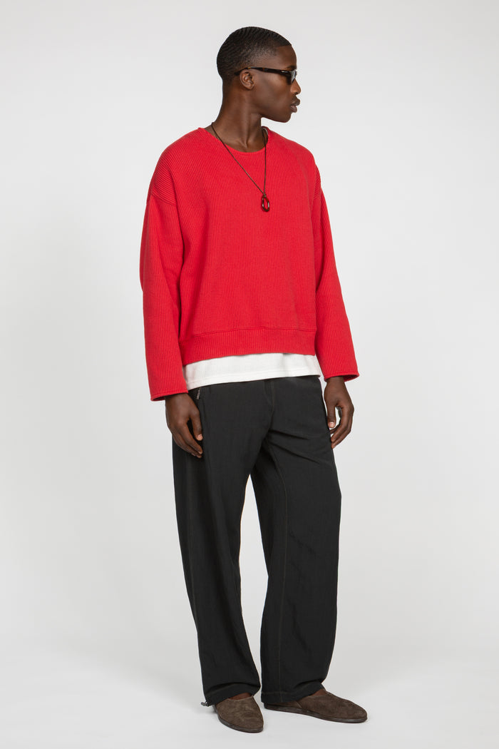Drop Shoulder Sweater - Red