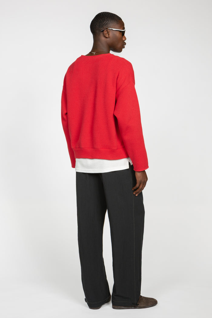 Drop Shoulder Sweater - Red