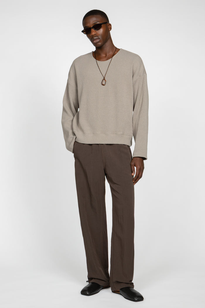 Drop Shoulder Sweater - Warm Grey