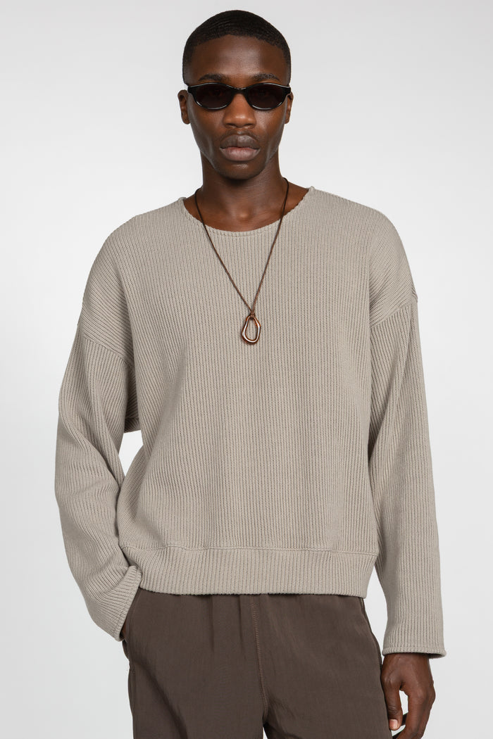 Drop Shoulder Sweater - Warm Grey