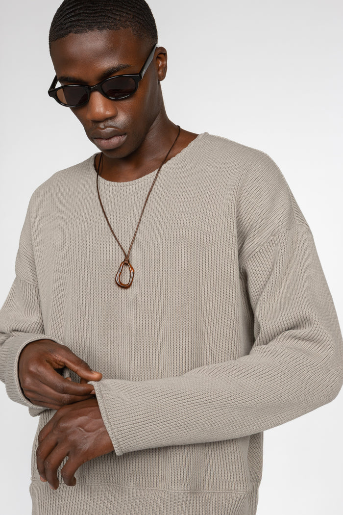 Drop Shoulder Sweater - Warm Grey