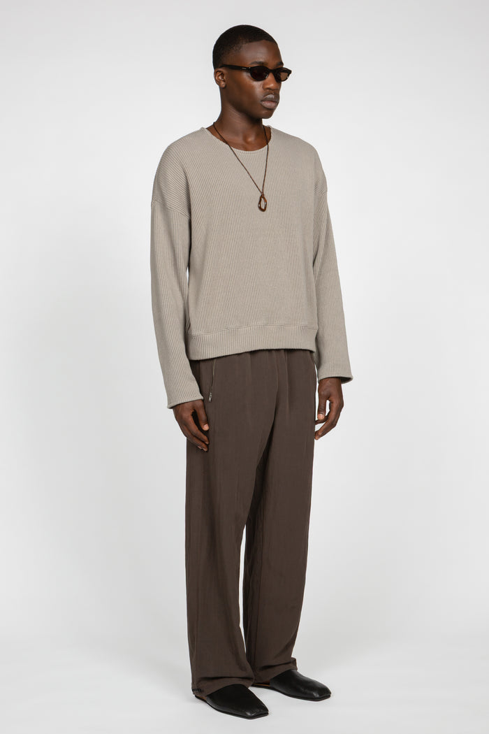 Drop Shoulder Sweater - Warm Grey