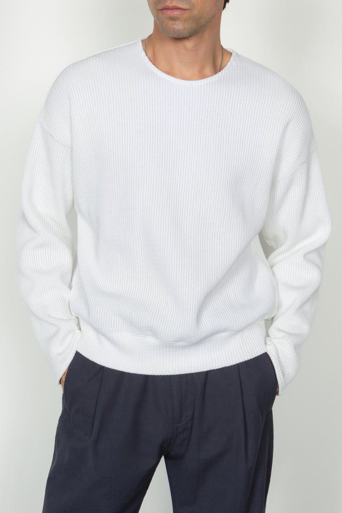 Drop Shoulder Sweater - White