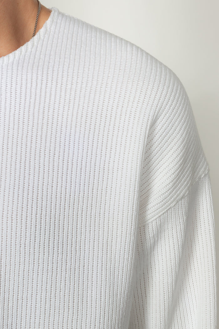 Drop Shoulder Sweater - White