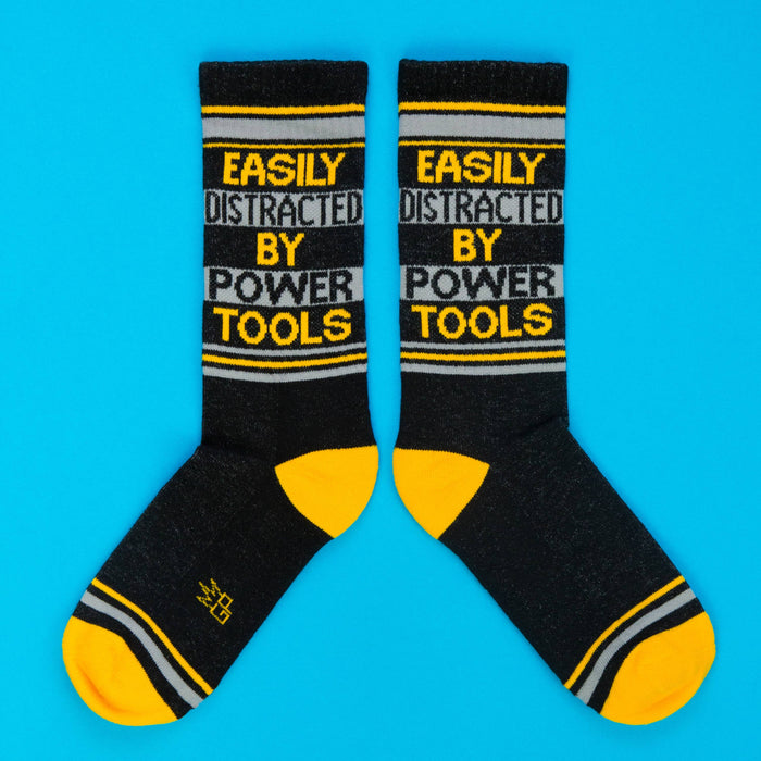 Easily Distracted By Power Tools Gym Crew Socks