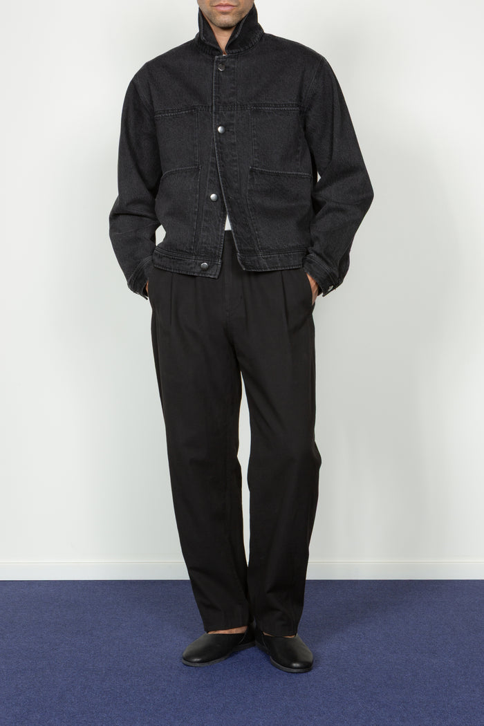 Elastic Waistband Pleated Pant - Black