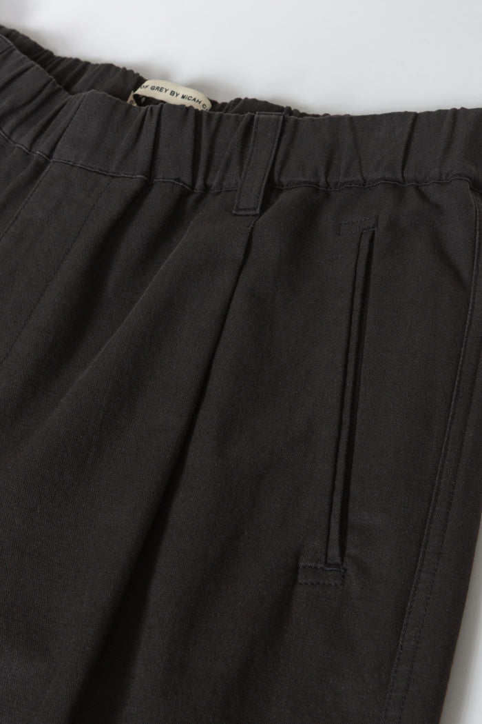 Elastic Waistband Pleated Pant - Black