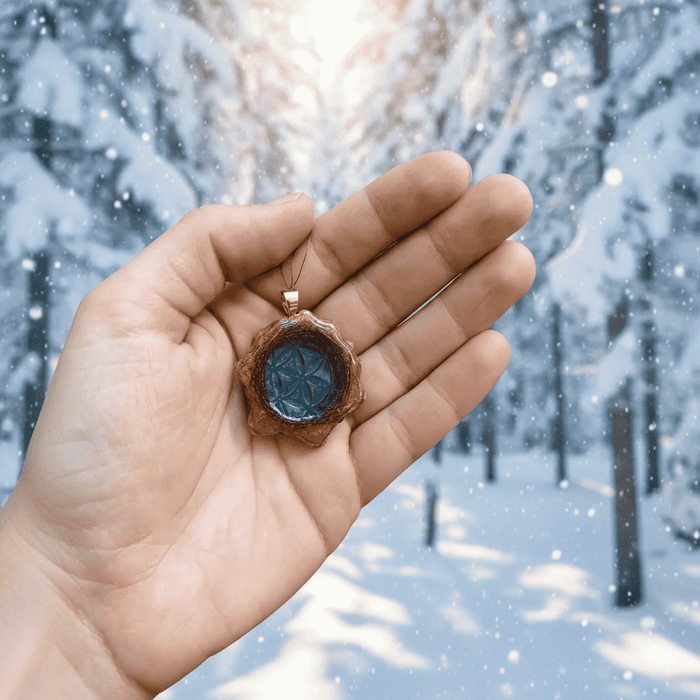 Blue Seed of Life Resin Pinecone Ornament | Handmade Holiday Forest Decor | PNW Nature Art - Smokin Resin Company