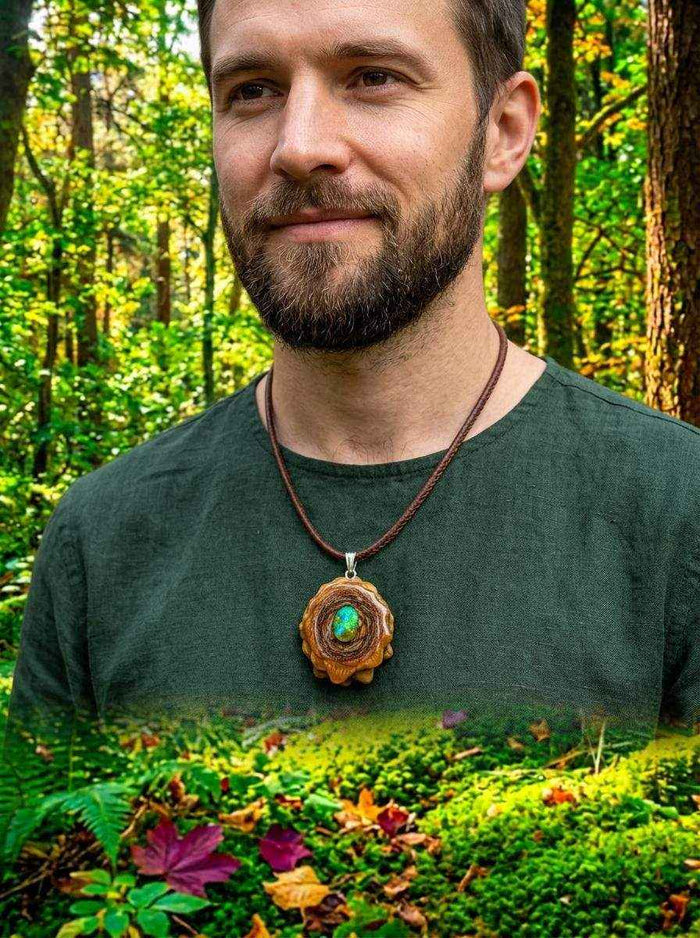 Enchanting Dichroic Glass Pendant: Handmade Pinecone Charm for Nature Lovers