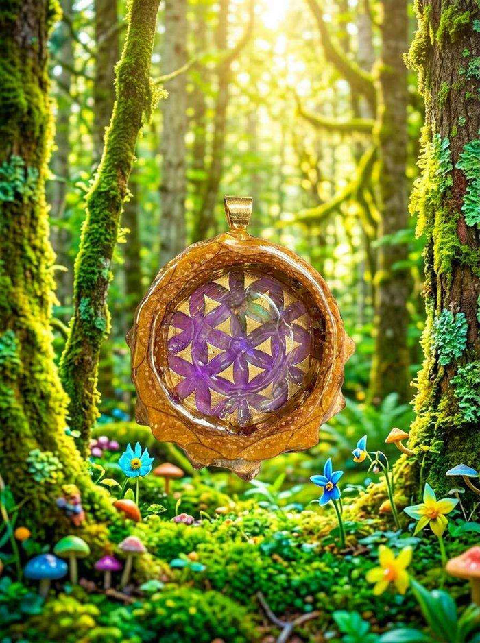 Enhance Your Look with the Unique Gold and Purple Pendant