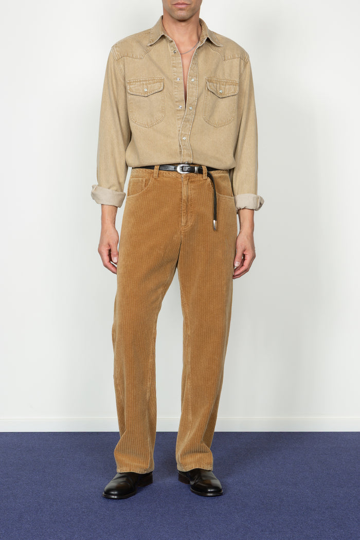Five Pocket Twisted Seam Pant - Caramel Corduroy