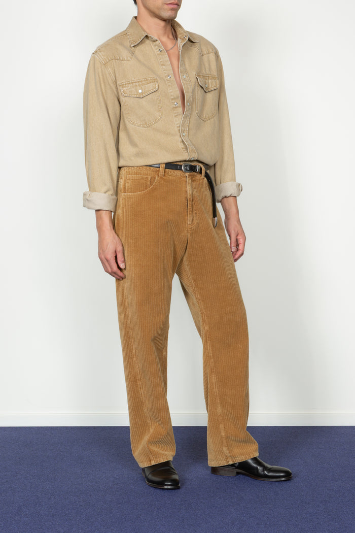 Five Pocket Twisted Seam Pant - Caramel Corduroy