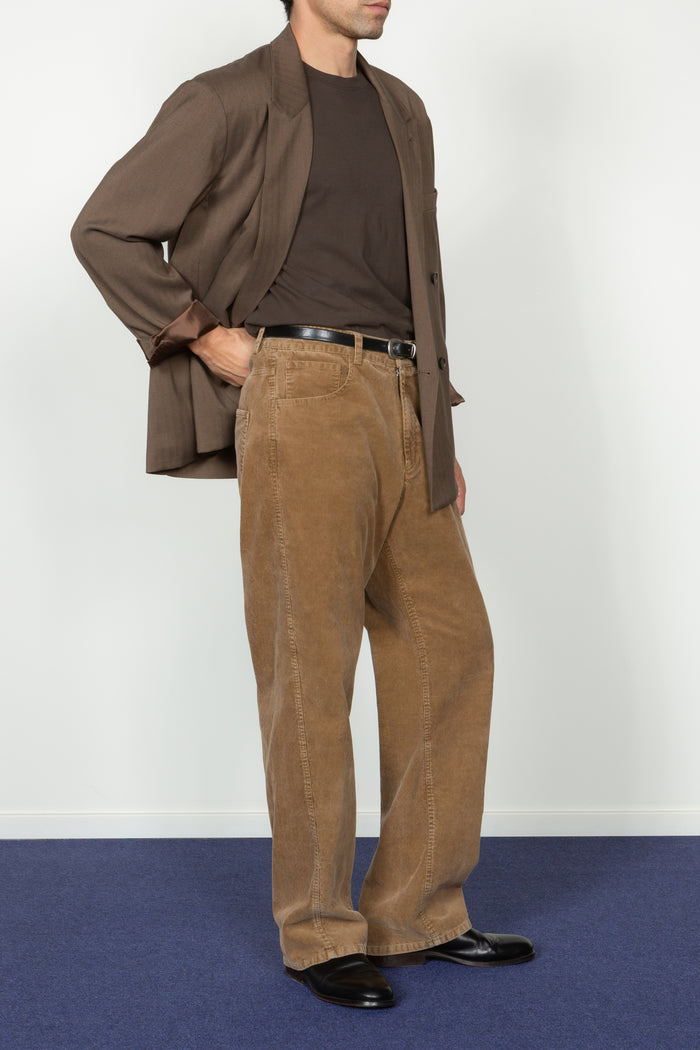 Five Pocket Twisted Seam Pant - Taupe Corduroy