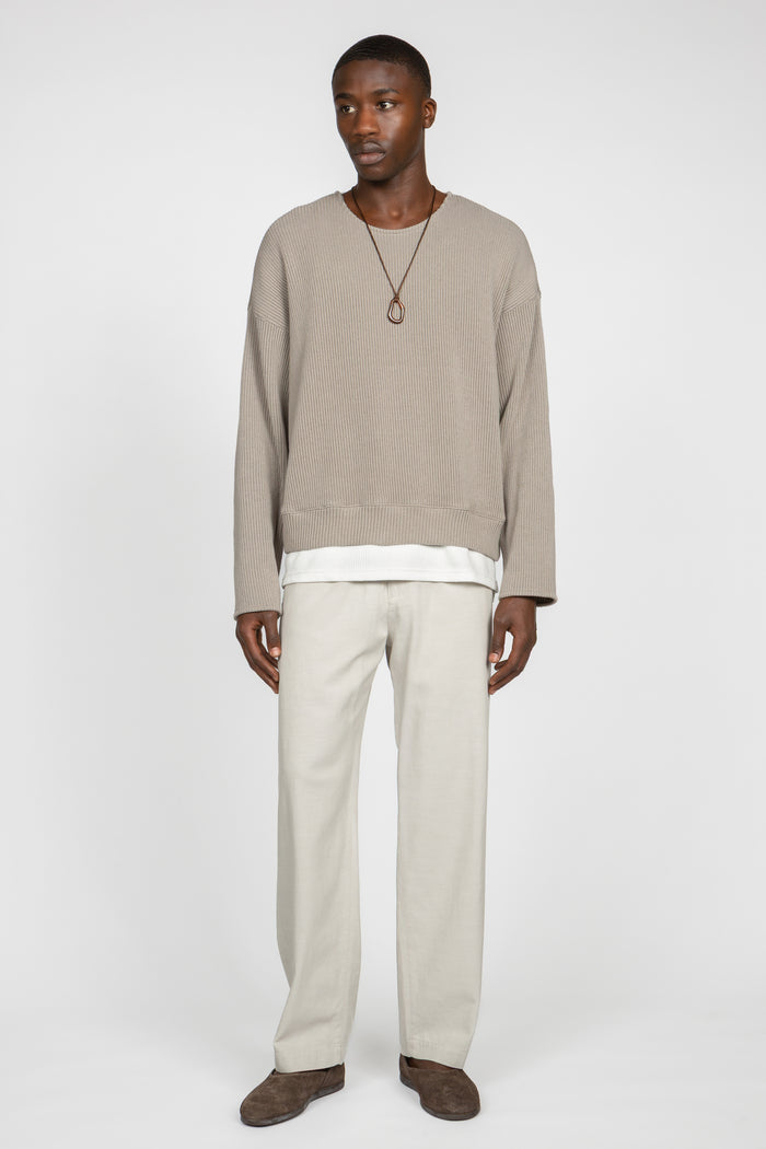 Flat Front Easy Pant - Light Grey
