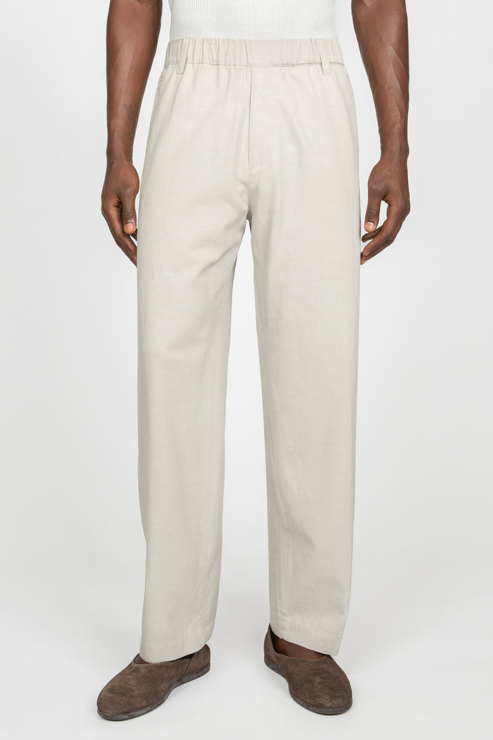 Flat Front Easy Pant - Light Grey