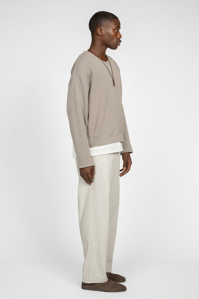 Flat Front Easy Pant - Light Grey