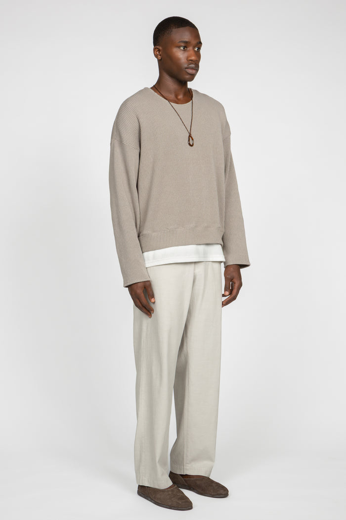 Flat Front Easy Pant - Light Grey