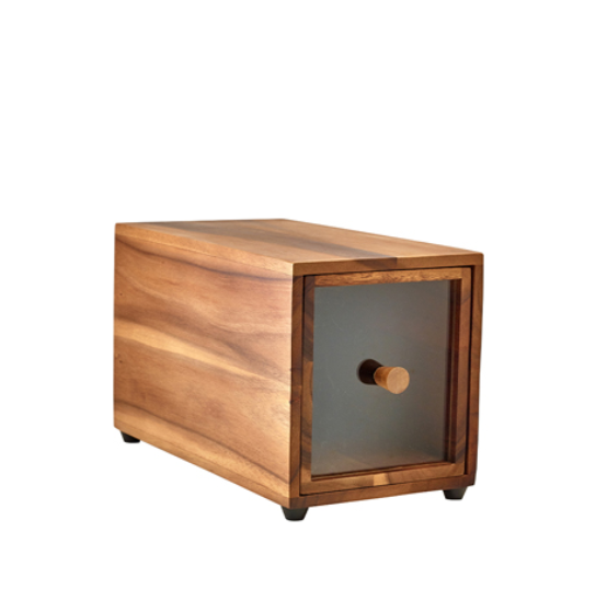 Genware Acacia Wood Bread Box GN 1/3 17.6cm x 32.5cm x 19cm