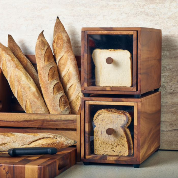 Genware Acacia Wood Bread Box GN 1/3 17.6cm x 32.5cm x 19cm