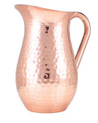 Genware Hammered Copper Plated Water Jug 2L/67.6oz