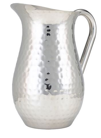 Genware Hammered Stainless Steel Water Jug 2L/67.6oz